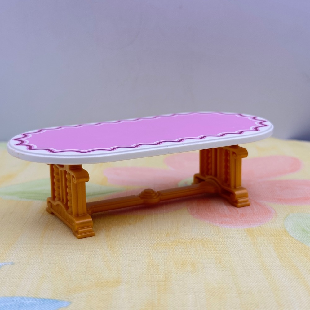Playmobil Miniature Furniture Pink White Victorian Table Holiday Dollhouse Toy